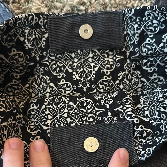 Gray and Black Structured Tote with Sturdy Straps - Picture 2 of 3